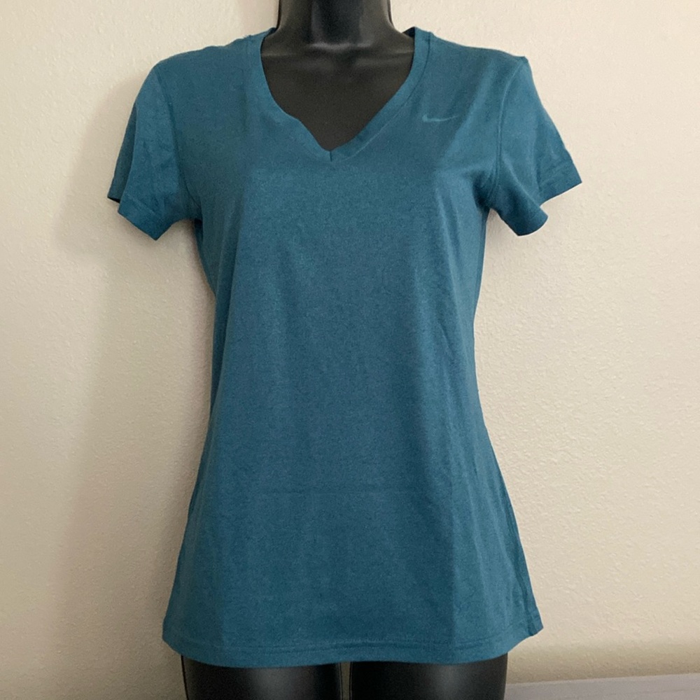 Nike Women's Teal Dri-Fit V-Neck T-Shirt